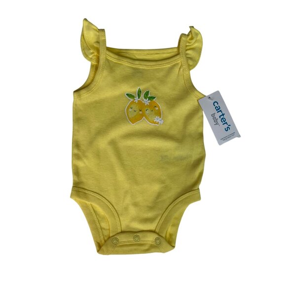 Carter's Other - Carters Baby Bodysuit Lemon Print Ruffle Strap Yellow Size 3 Months New